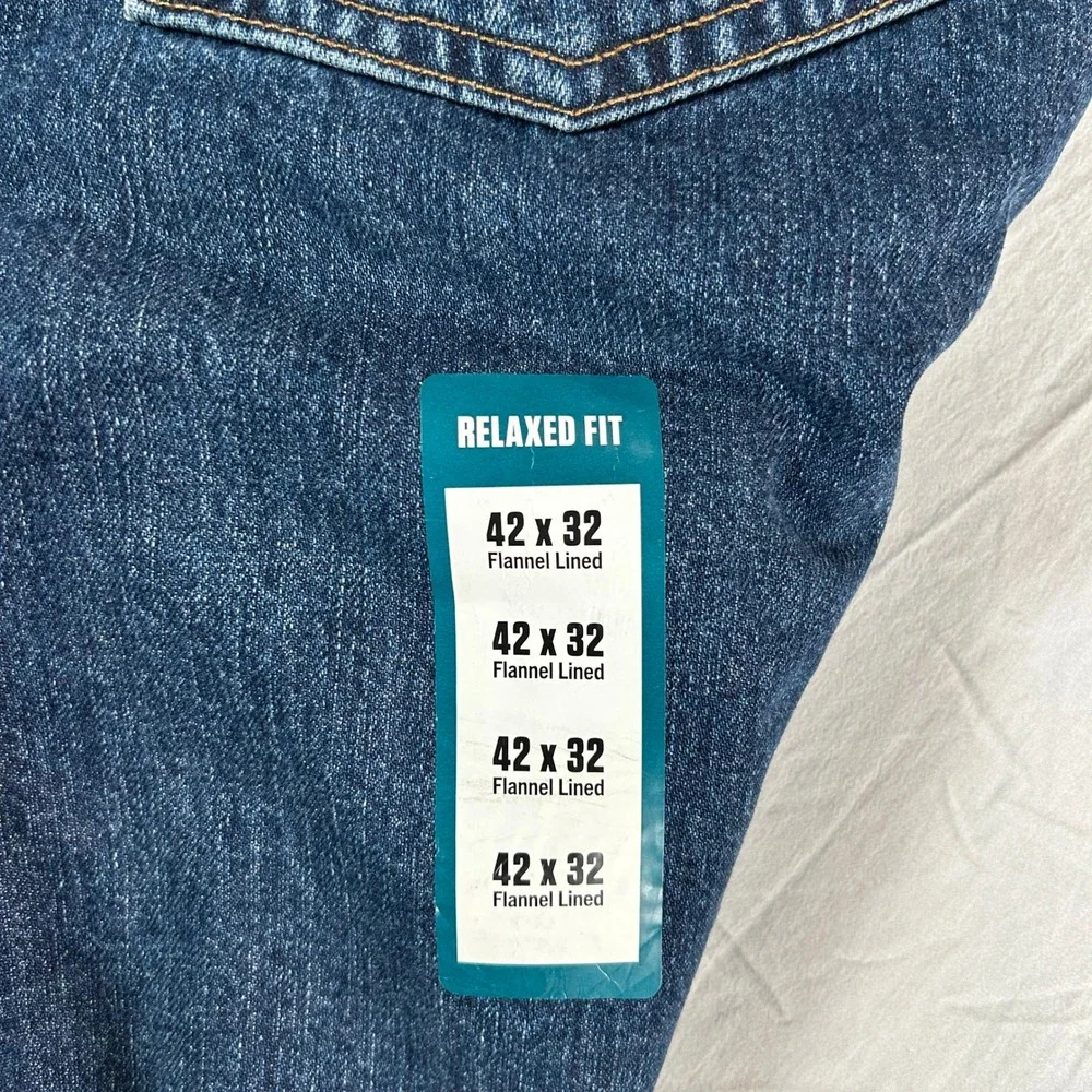 Carhartt BD4942-M Relaxed Fit Flannel Lined Jeans Mens 42x32 Dark Wash Blue NEW